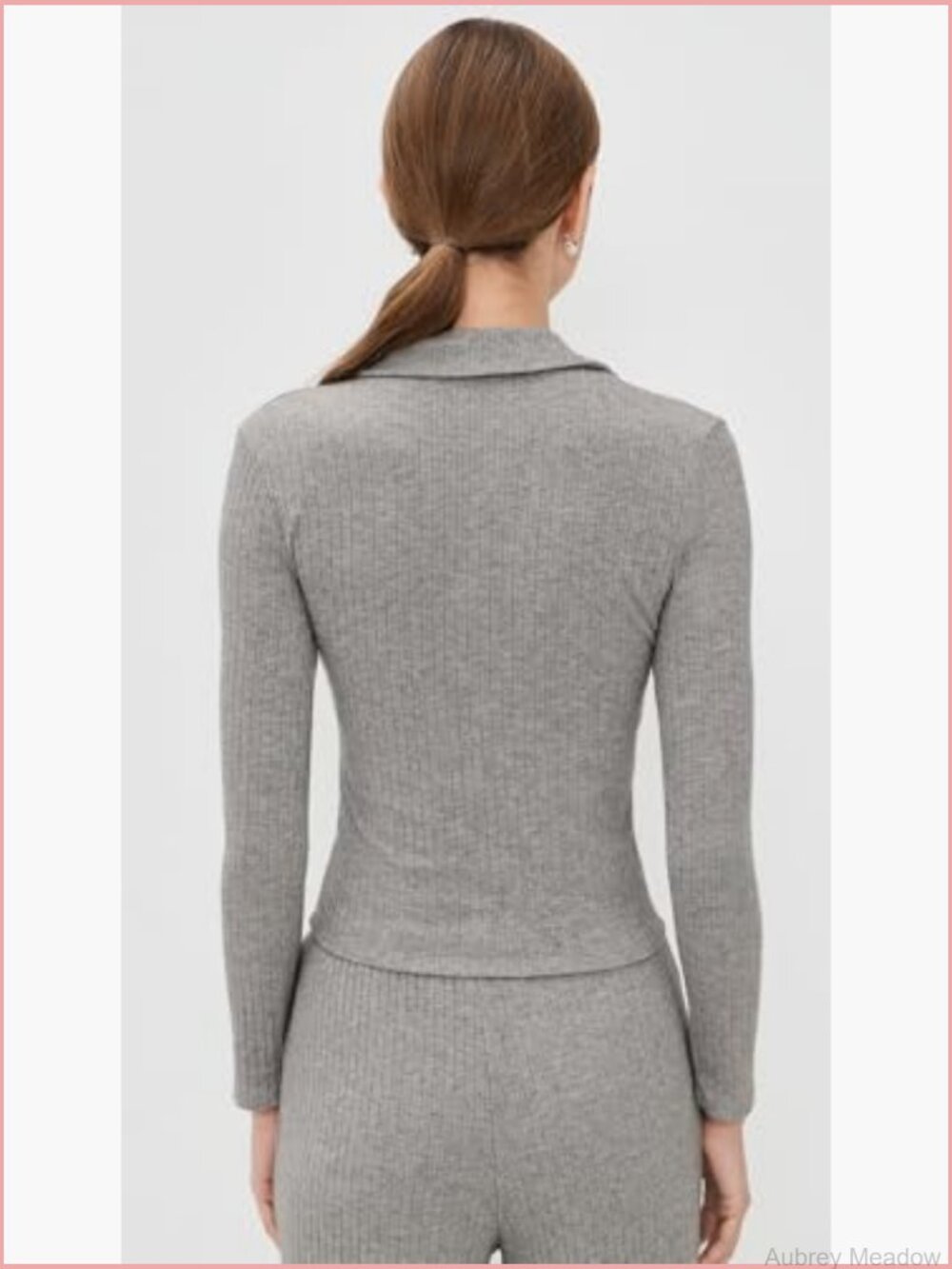 Long Sleeve Cardigan with Collared Neck - Lightweight Ribbed Knit - Picture 4 of 6